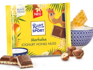 שוקולד חלב במילוי קרם יוגורט אגוזי לוז ושבבי דבש - <span class='eng'>RITTER SPORT MARHABA</span>