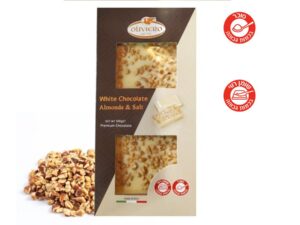 שוקולד לבן עם שקדים קצוצים ומלח ים - <span class='eng'>OLIVIERO</span>