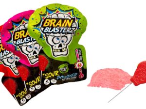 סוכריית גולגולת עם אבקה חמוצה לטבילה  - Brain Blasterz Sour Powder Dipper