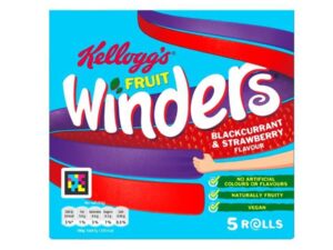 מארז 5 גלילי לדר תות ענבי שועל -Kelloggs Fruit Winders Strawberry & Blackcurant