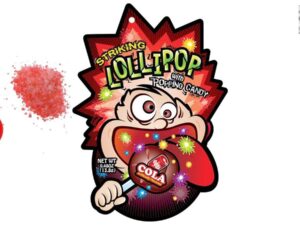 סוכריות על מקל עם סוכריות קופצות קולה - Striking Lollipop Cola