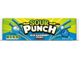 קשיות גומי חמוצות בטעם פטל כחול - SOUR PUNCH BLUE RASPBERRY STRAWS