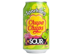 פחית משקה תוסס  חמוץ בטעם תפוח ירוק - Chupa Chups Sour Green Apple