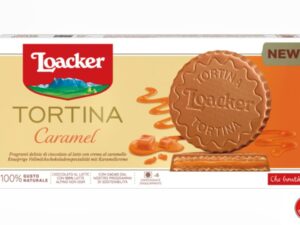 שוקולד חלב ממולא בקרם קרמל ועלי ופל של לואקר - LOACKER TORTINA CARAMEL