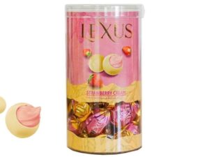 מארז כדורי שוקולד לבן ממולא קרם תות - Lexus White Chocolate Strawberry