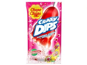 סוכריה על מקל בטעם תות בצורת רגל עם דיפ - CHUPA CHUPS CRAZY DIP