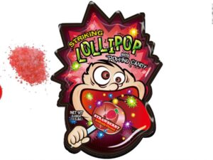 סוכריות על מקל עם סוכריות קופצות תות - Striking Lollipop Strawberry