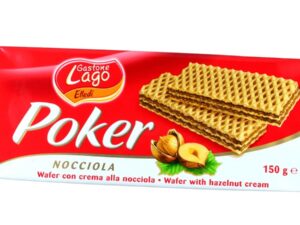 ופלים במילוי קרם שוקולד אגוזים - LAGO HAZELNUT POKER WAFERS